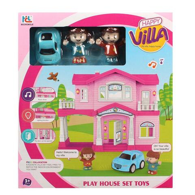 Игрушечный дом для куклы с мебелью и фигурками коробка 6643