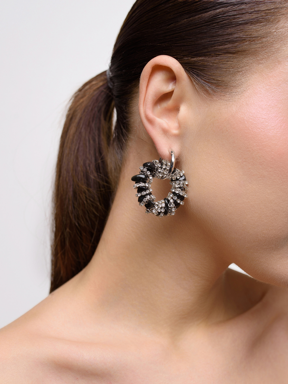 Серьги "Character" из черного агата Silver