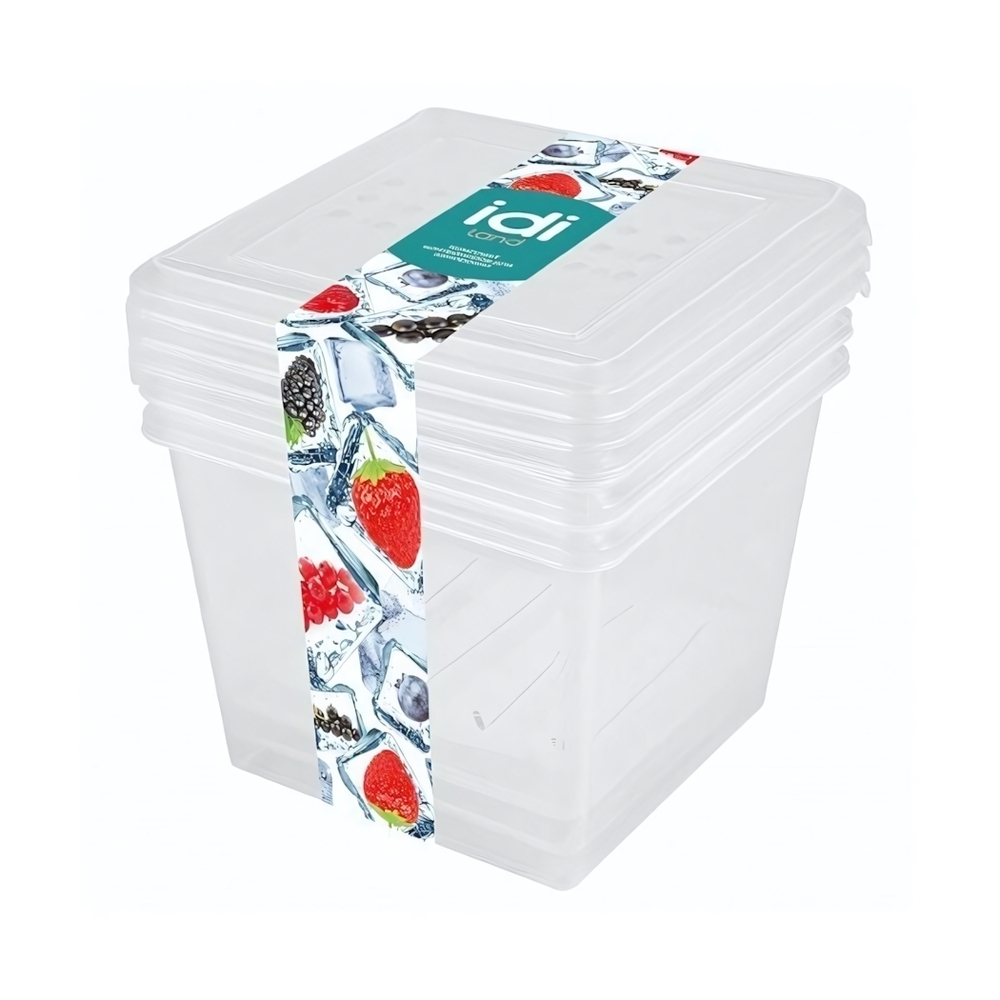 Комплект контейнеров для заморозки "Asti" квадратных 1,0л х 3шт. (бесцветный)