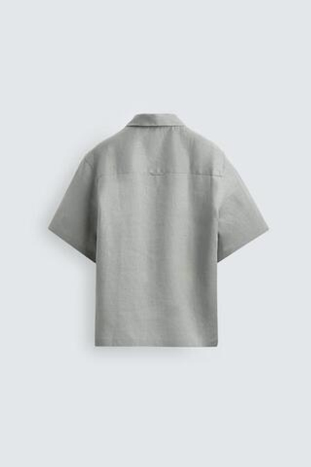 ZARА РУБАШКА RELAXED FIT ИЗ 100% ЛЬНА, СВЕТЛО-СЕРЫЙ
