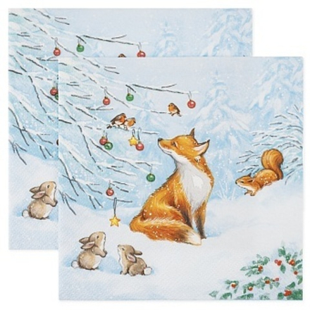 Сервировочные салфетки, Лисичка в зимнем лесу, 33*33 см, 20 шт.