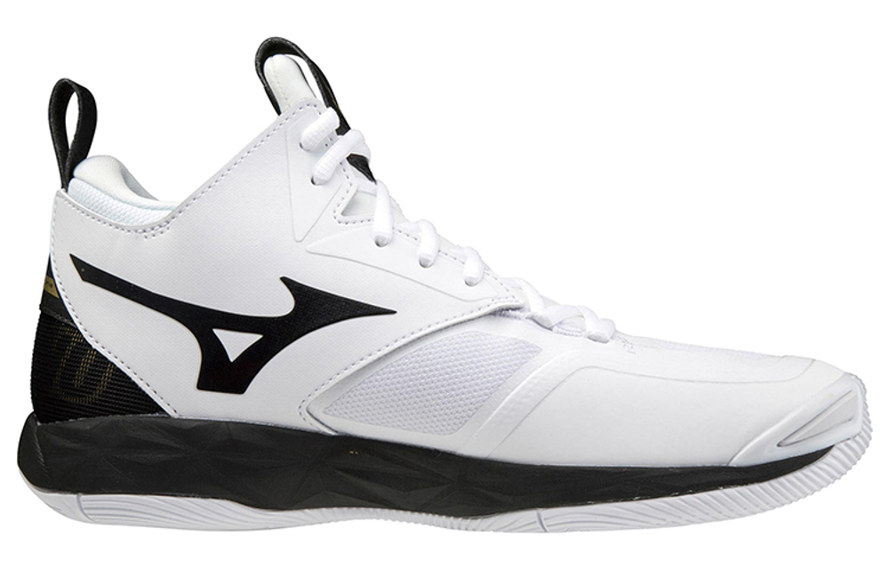 Mizuno Wave Momentum 2 Mid "White Black Gold"
