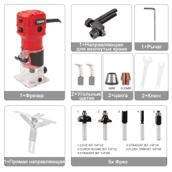 Фрезер по дереву электрический TEENO,5 фрез,15000-32000 об/мин,цанга 6/6.35 мм