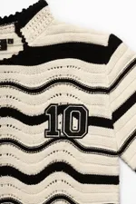 Купить Поло ФК 10 Striped чёрно-молочное Поло ФК 10 Striped чёрно-молочное