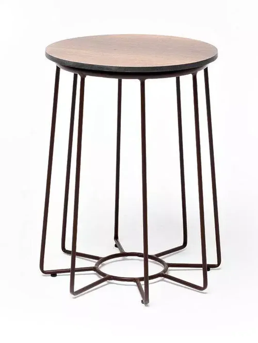 "Эквадор" журнальный стол из HPL круглый Ø40 H55, каркас из алюминия коричневый (RAL 8016) муар, цвет столешницы "дуб"