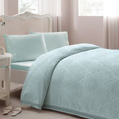 Набор с покрывалом пике LA PERLA бирюзовый евро  TIVOLYO HOME