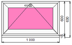 Пластиковое окно 600 х 1000 фрамуга (форточка) ТермА Эко