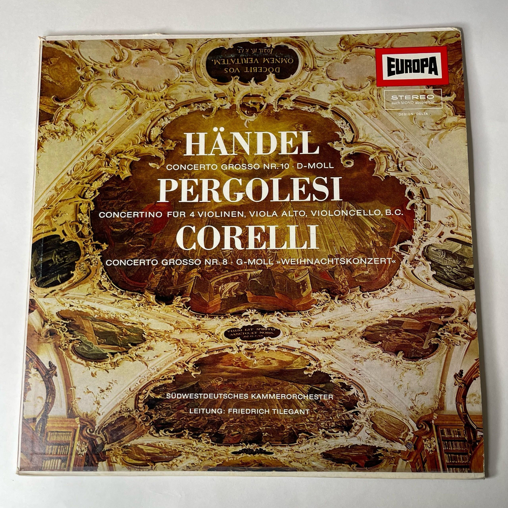 Винтажная виниловая пластинка LP Handel, Pergolesi, Corelli, Sudwestdeutsches Kammerorchester Leitung Friedrich Tilegant Concerto Grosso Nr. 10 D-Moll (Германия 1973)