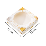 Коробка для печенья "Золотой Новый год" с окном, 12*12*3 см