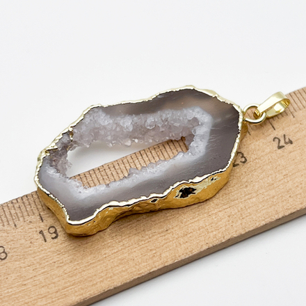 Срез агата в оправе, подвеска, размер камня 43*25 мм, цена за 1 шт