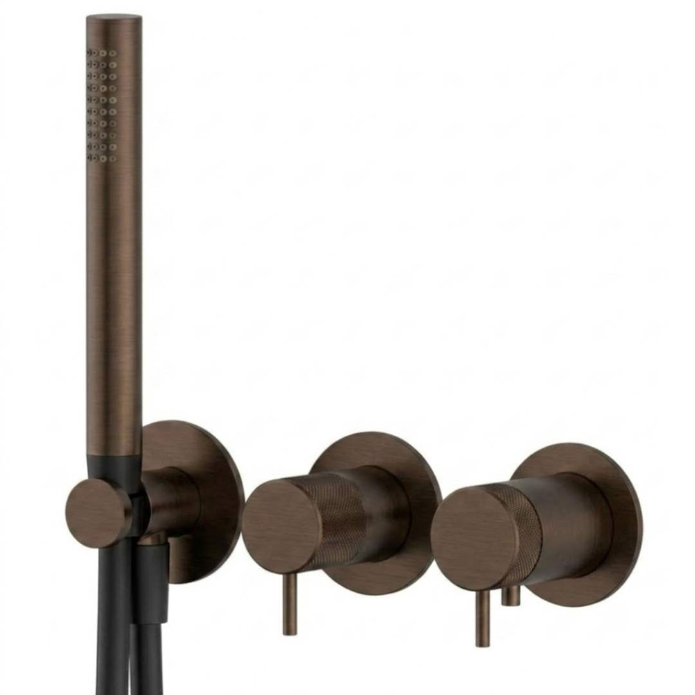 Внешняя часть термостатического смесителя для душа HAPA X35 на 2 режима с ручным душем (цвет - шоколад браш. PVD) X35.0037.PEX.BCHPVD