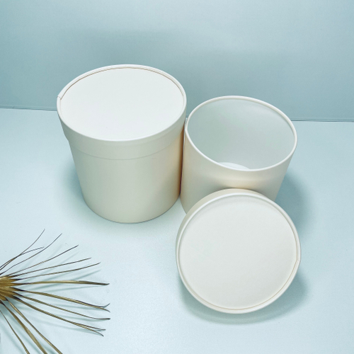 Коробки шляпные с крышкой Набор 2 шт. Бежевая