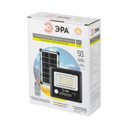 ЭРА Прожектор светодиодный уличный на солн. бат. 50W, 360 lm, 5000K, с датч. движения, ПДУ, IP65