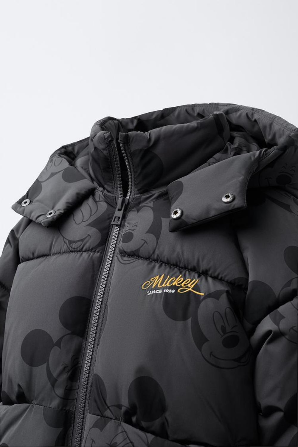 ZARA СТЕГАНАЯ КУРТКА WATER REPELLENT И ВЕТРОЗАЩИТНОЕ MICKEY MOUSE © DISNEY, АНТРАЦИТОВО-СЕРЫЙ