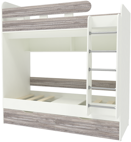 Двухъярусная кровать КарИВи Юниор 5 80x160 Белый  Бетон
