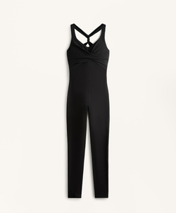 Oysho Длинный комбинезон с драпировкой, черный