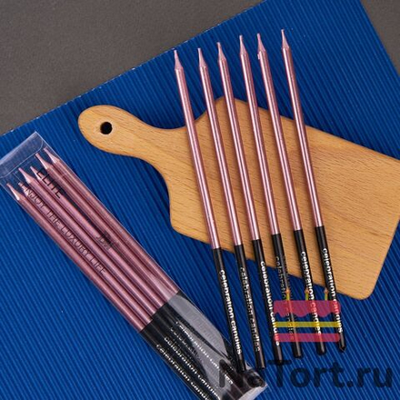 Набор свечей для торта «Престиж» (розовый металлик, 15 см) 6 шт