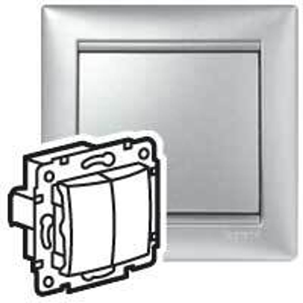 Переключатель 2х-клавишный 10А 250В схема 6/2 алюминий Valena Classic LEGRAND