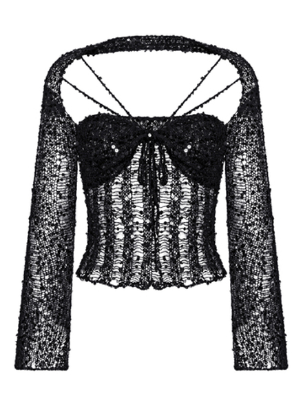 Вязаный топ с рукавами Onyx черный