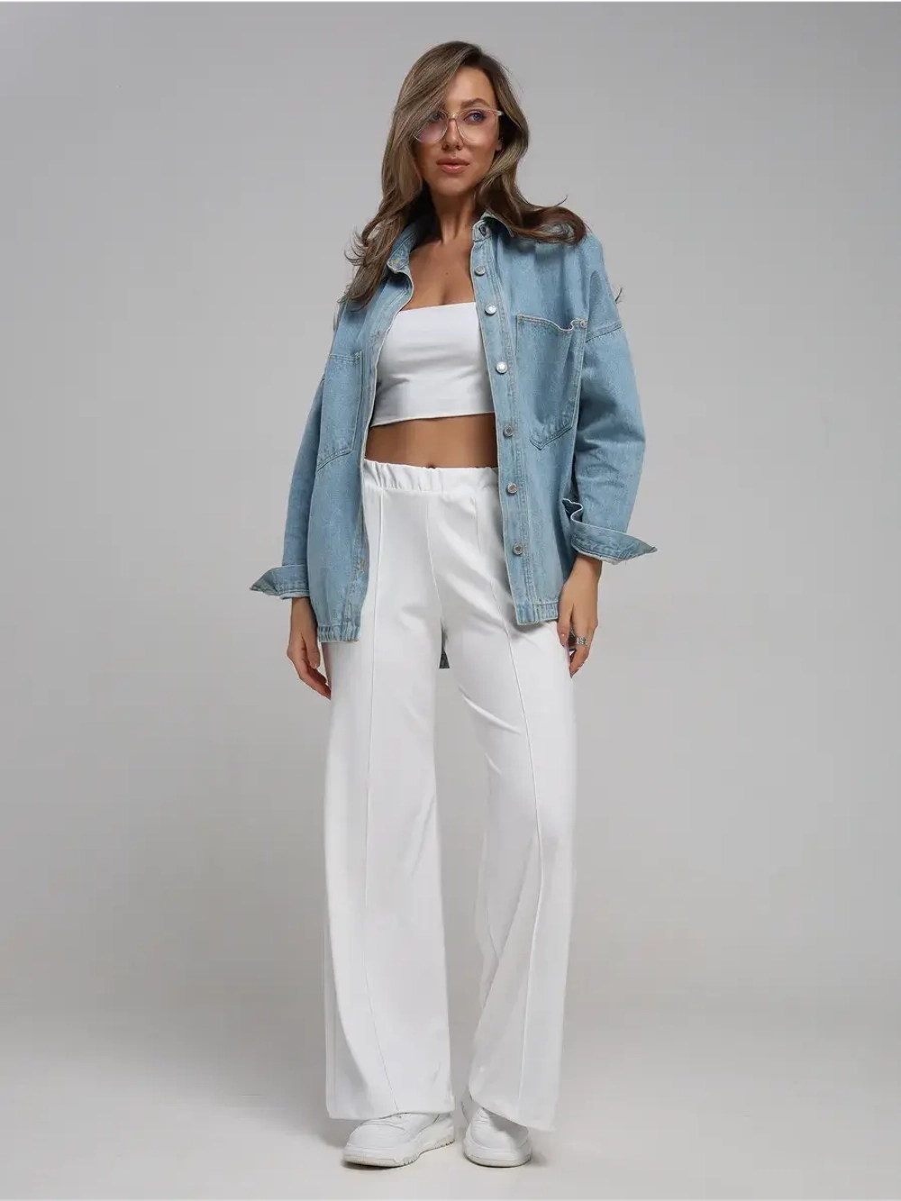 Брюки палаццо со стрелками клеш от бедра