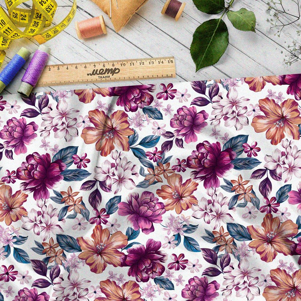 Ткань шелк Армани скульптура сиреневых и бронзовых цветов