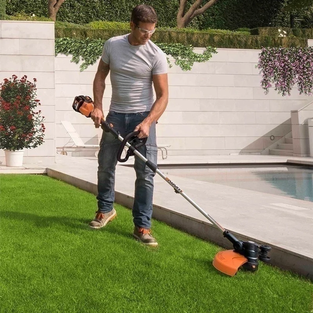 Триммер аккумуляторный WORX WG184E 40В (2 x 2 Ач, ЗУ) захват 330 мм, 5 кг