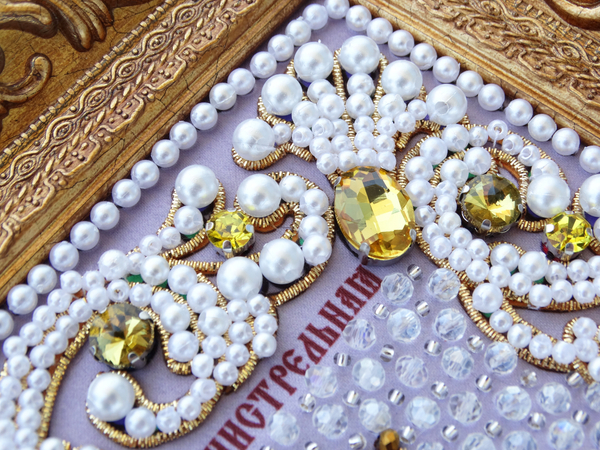 ЖС-4-ЗЖ Набор для вышивания хрустальными камнями Богородица Семистрельная (желтый)