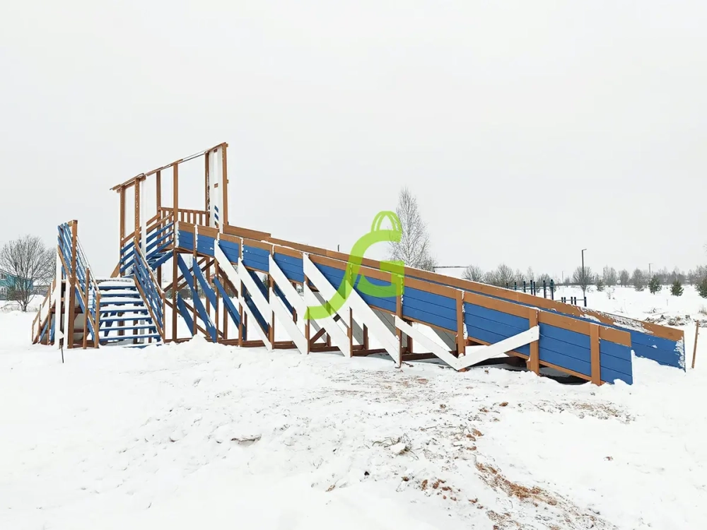 Зимняя деревянная горка "IgraGrad Snow Fox 12 м" с двумя скатами мод.4