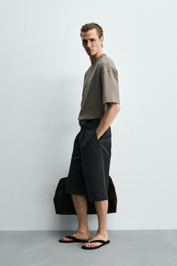 ZARA ТОЛСТОВКА СВОБОДНОГО КРОЯ С КОРОТКИМИ РУКАВАМИ, СЕРОВАТО-КОРИЧНЕВЫЙ