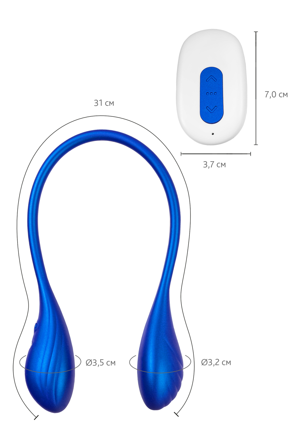 Вибратор для пар L`Eroina с пультом синий 46 см
