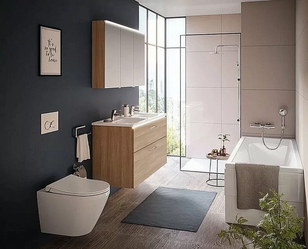 Унитаз Vitra INTEGRA ROUND 9856B003-7205 безободковый с инсталляцией, с крышкой микролифт, кнопка хром матовый