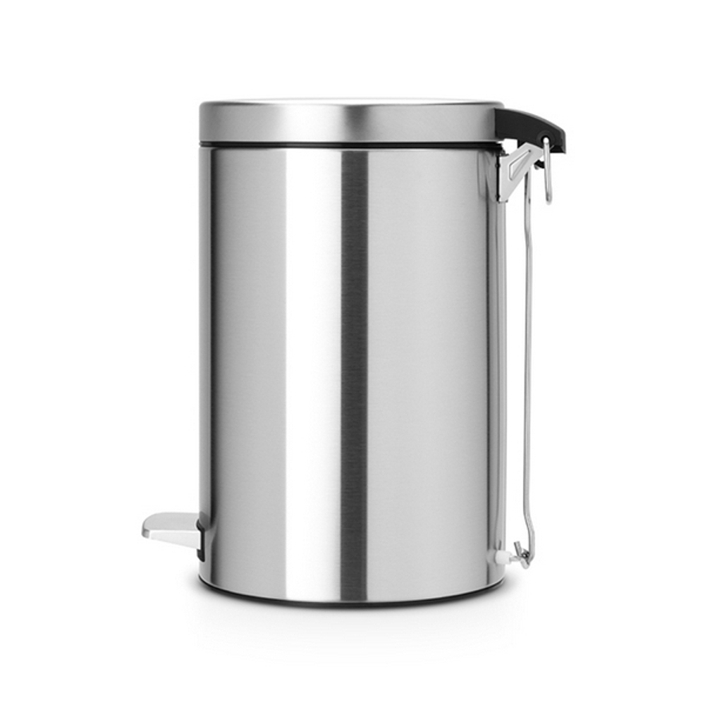 Ведро для мусора Brabantia МС матовая сталь с защитой от отпечатков пальцев 12л вид сбоку