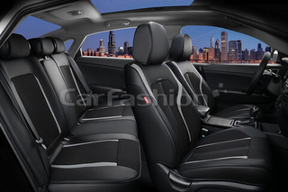 Чехлы на сидения CarFashion каркас 5D«CORRIDA PLUS» 27020 -Экокожа черный/черный/серый