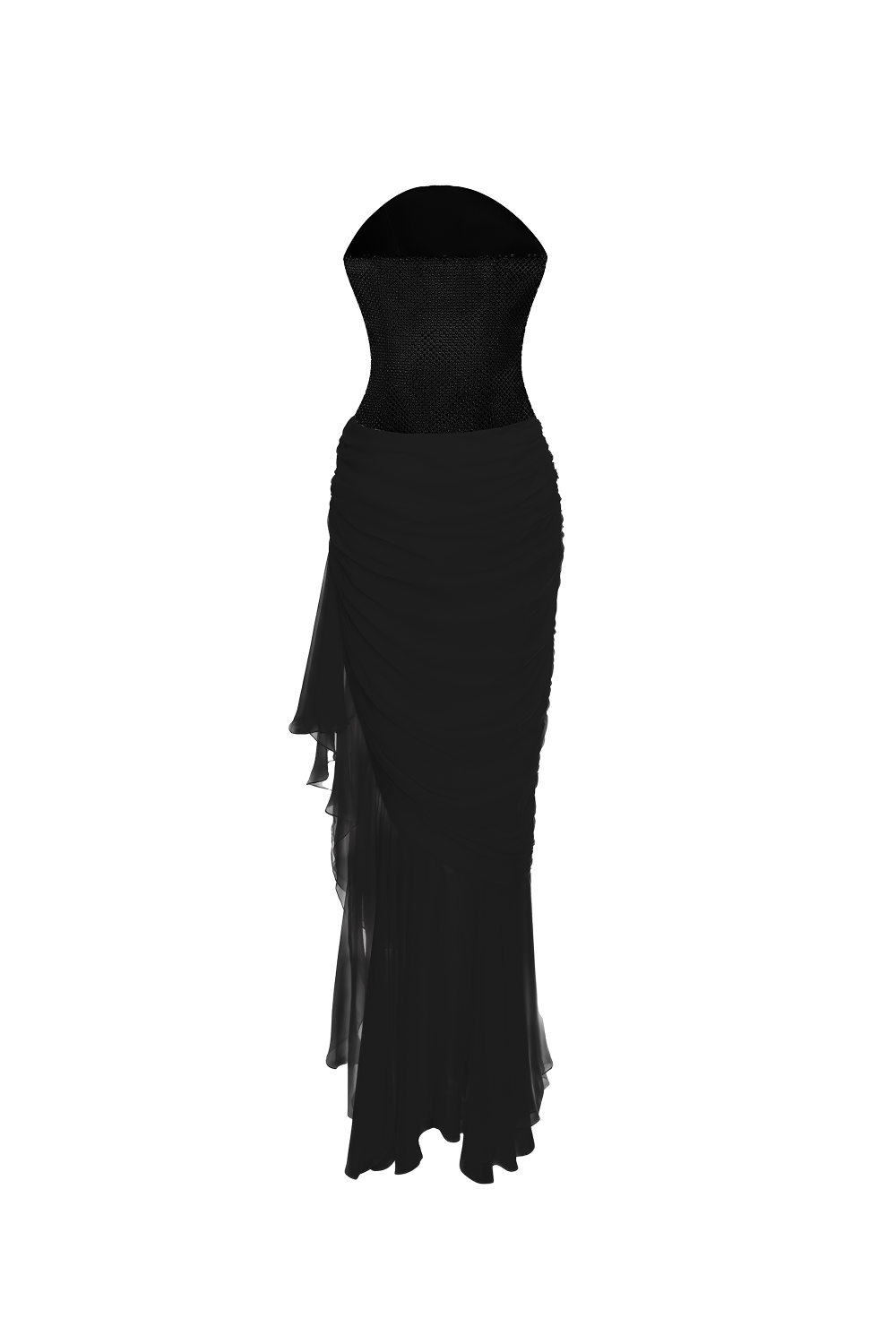 Платье из шелкового шифона с корсетом из кристаллов