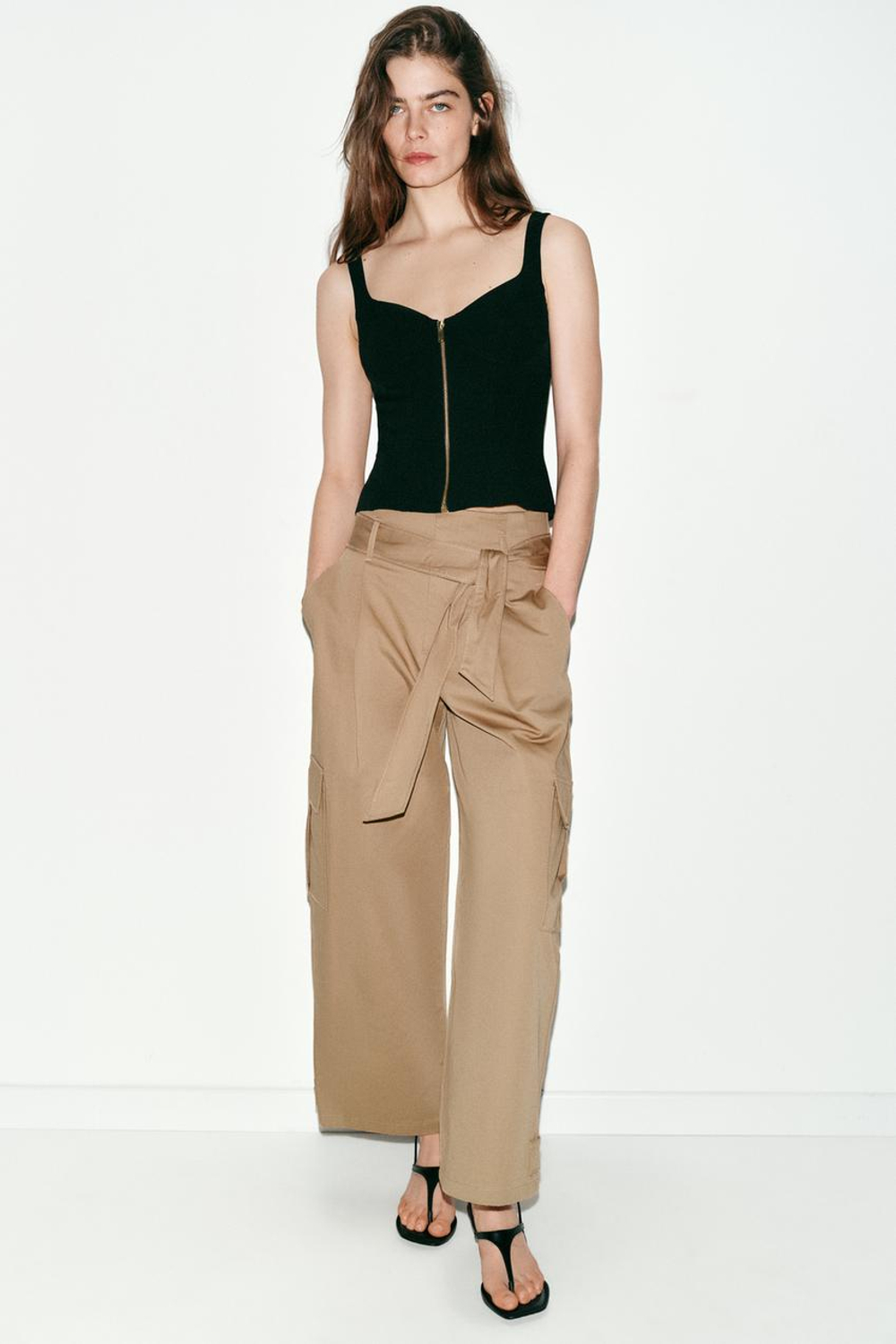 ZARA ТОП-КОРСЕТ С ЗАСТЕЖКОЙ-МОЛНИЕЙ, ЧЕРНЫЙ