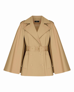 Тренч мини с кейпом из плащевки