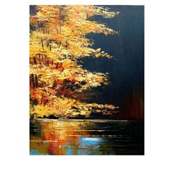 Nömrəli Rəngləmə HR0398 Картина по номерам с поталью 40*50 см, холст, на подрамнике Золотая осень
