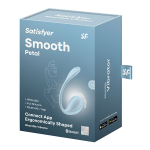 Голубое виброяйцо 23см для ношения с управлением через приложение Satisfyer Vibrating Egg Smooth Petal Blue