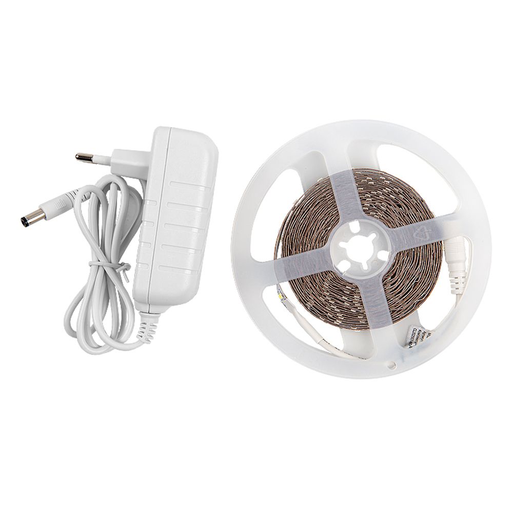 Лента светодиодная GLS-2835-60-4.8-12-IP20-PRO-6-5-KIT готовый комплект 5м с адаптером