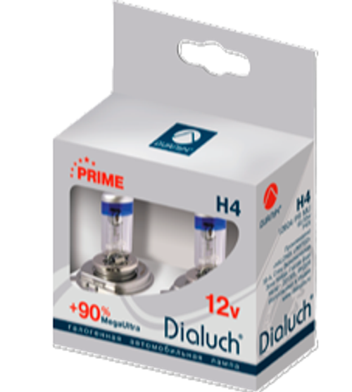 Лампа 12 В H4 60/55 Вт Р43 +90% Megalight Ultra PR 2 шт. Диалуч
