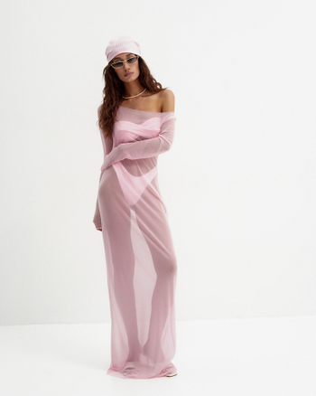 №044 Платье-сетка (нежно-розовый)