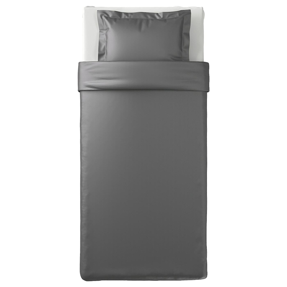 IKEA LUKTJASMIN  (ИКЕА ЛУКТЙАСМИН)  -  Пододеяльник и наволочка, темно-серый, 150x200/50x60 см
