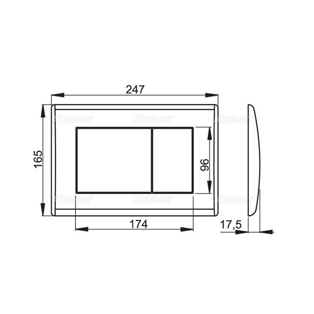 Кнопка для инсталляции ALCAPLAST/Alcadrain М270 квадрат,  пластик белая