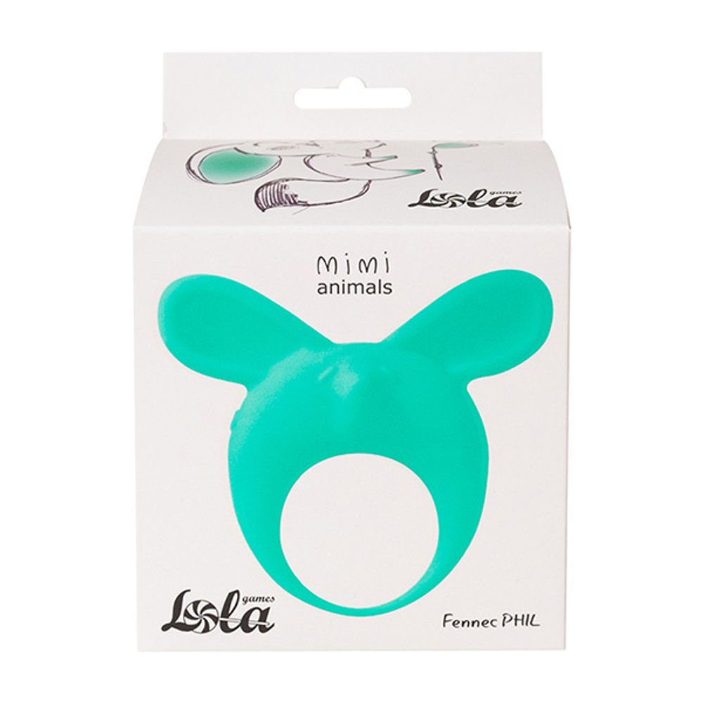 Зеленое эрекционное кольцо 3,5см с вибрацией  Lola Games Mimi Animals Fennec Phil Green 7000-04lola