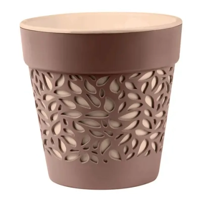 Кашпо для цветов пластиковое 1,5л d-12,5см «Блоссом» Мокачино/Пудра