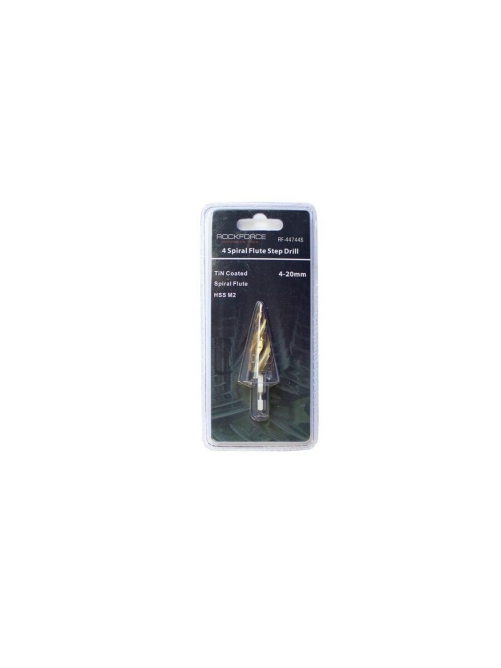 Сверло ступенчатое спиральное TIN HSS M2(4-20мм), в блистере RockForce##Rock FORCE RF-44744S