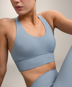 Oysho Спортивный бюстгальтер с бретелями на спине, серо-голубой