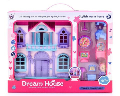 Дом для куклы с мебелью и фигурками коробка 7787-1