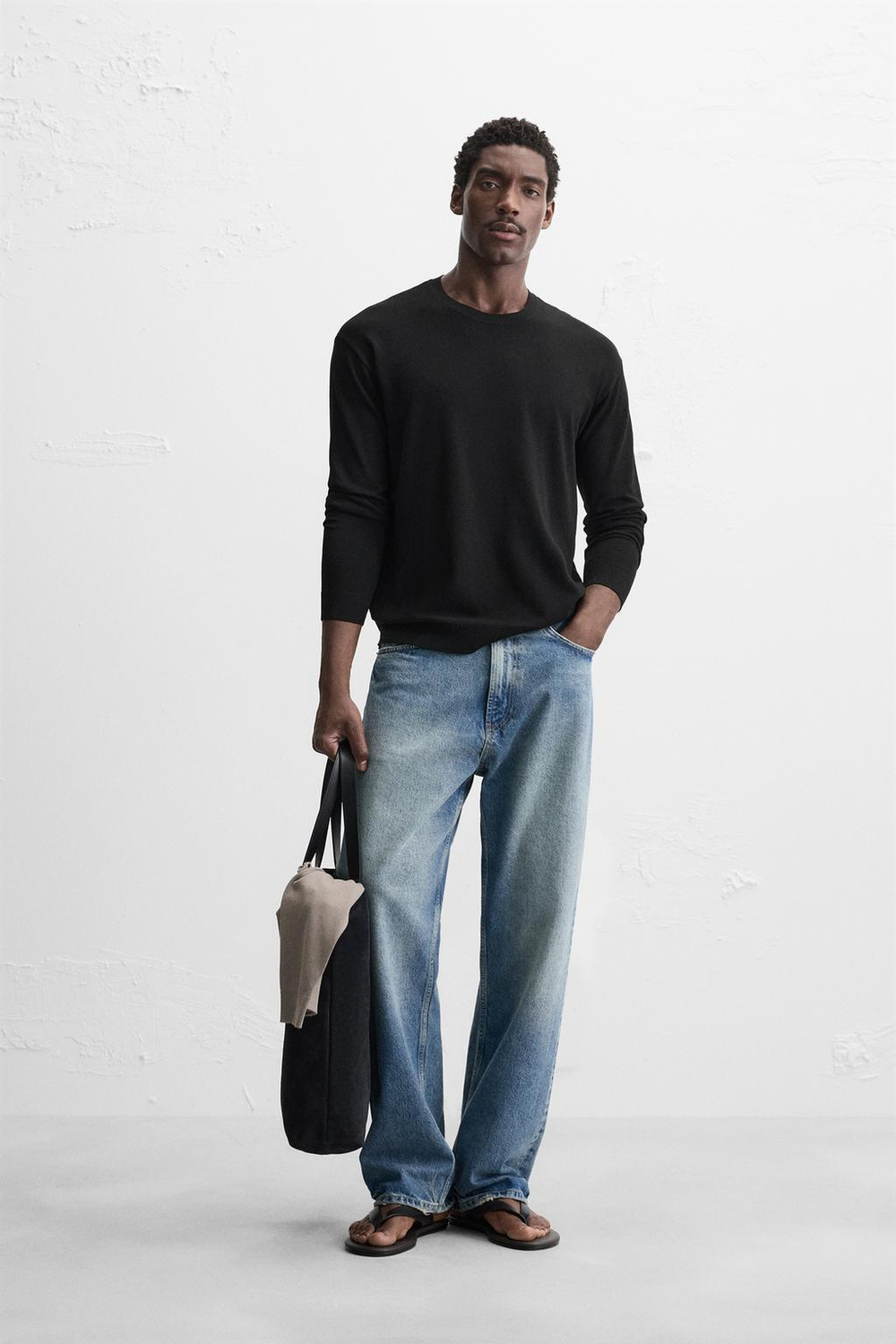 ZARA СВИТЕР ИЗ ВИСКОЗЫ С РЕЛЬЕФНЫМ УЗОРОМ, ЧЕРНЫЙ