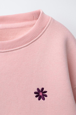 ZARA КОМПЛЕКТ ИЗ ТОЛСТОВКИ И ДЖОГГЕРОВ С ВЫШИВКОЙ, РОЗОВЫЙ